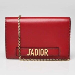 Christian Dior Red Smooth Calfskin Leather J'ADIOR Wallet on Chain Clutch Bag